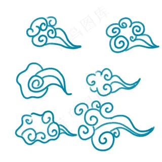 蓝色祥云免扣素材