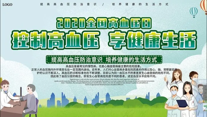 绿色医疗清新全国高血压日高血压预防展板psd模版下载