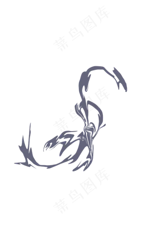 极简古风装饰紫色图案免抠