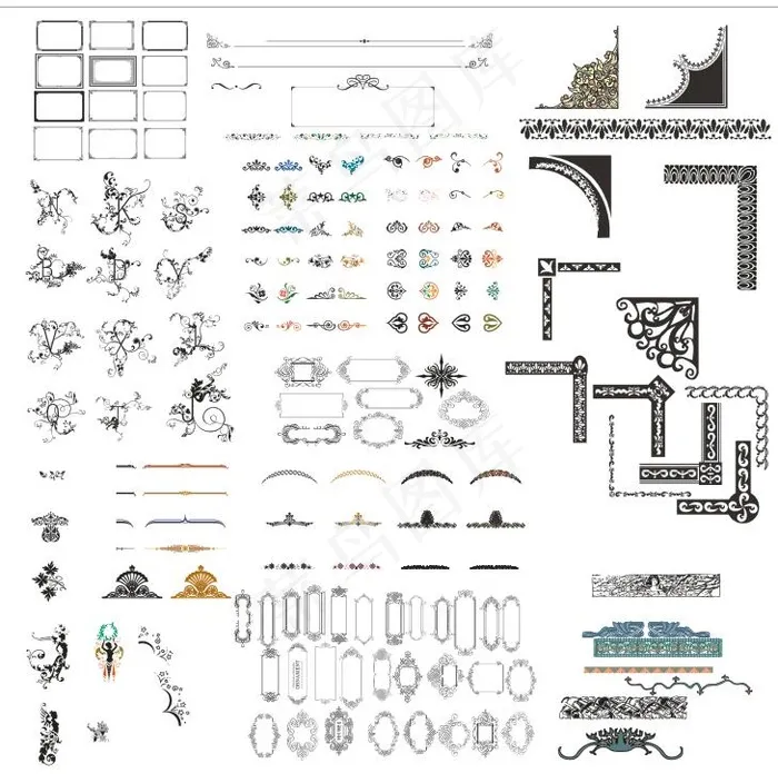 矢量花边边角标题框合集cdr矢量模版下载