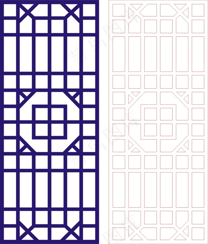 矢量镂空花纹边框底纹中式