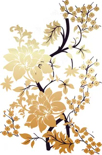 矢量梅花金色古典梅花树枝中国风