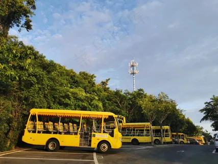 蓝色天空下的小黄车