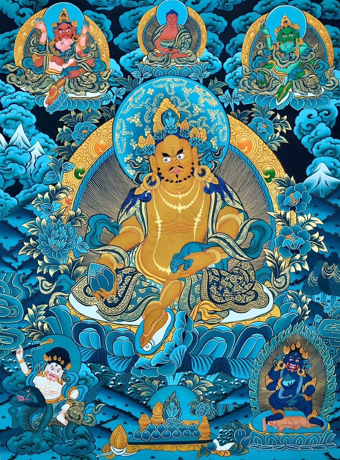 藏传佛教黄财神唐卡