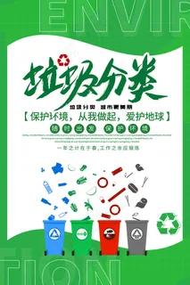 绿色简约垃圾分类宣传海报