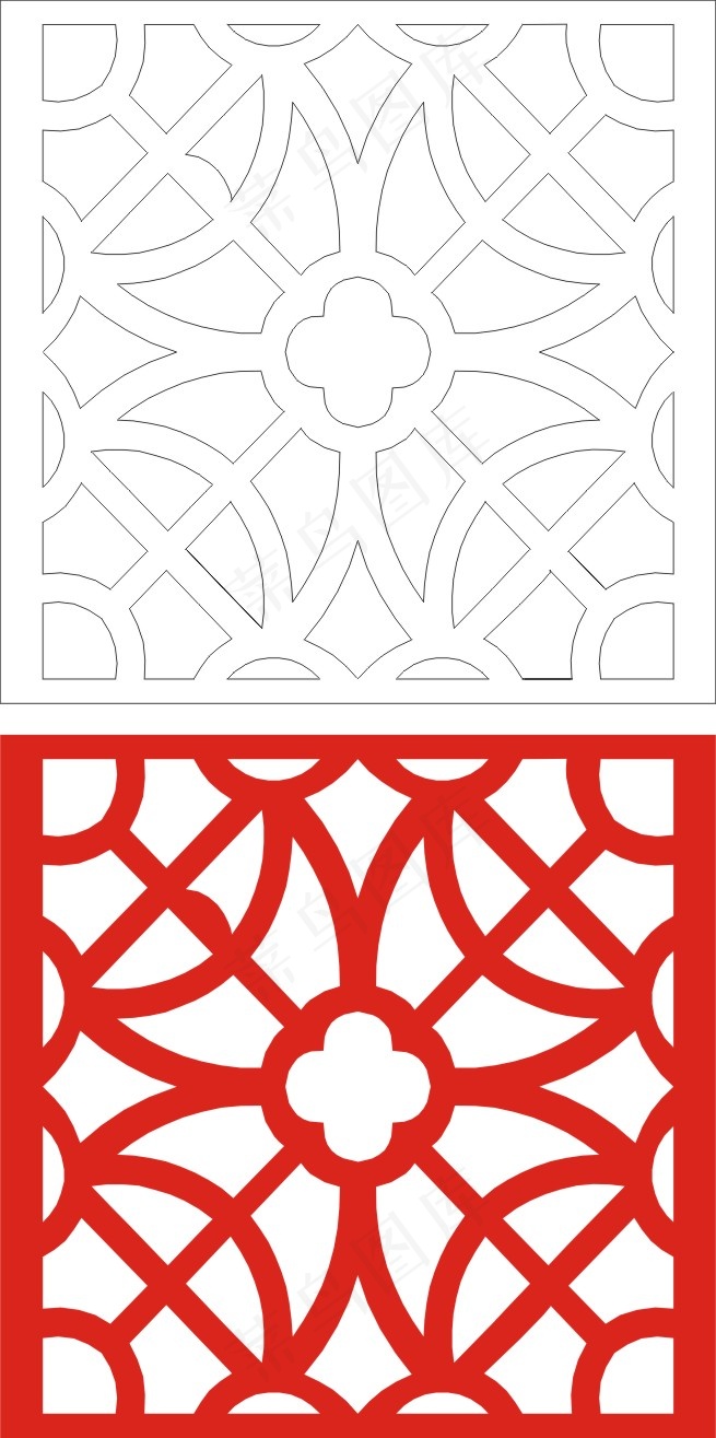 矢量镂空花纹边框底纹中式