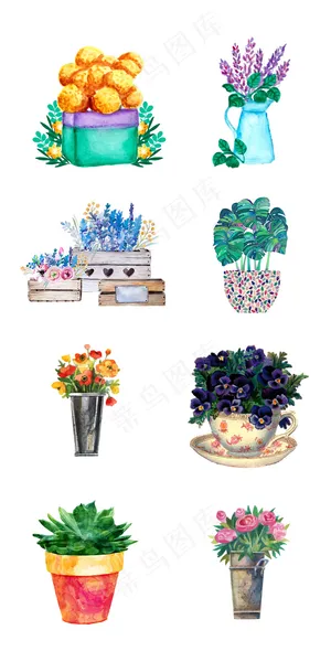 小清新手绘植物盆栽淘宝促销素材
