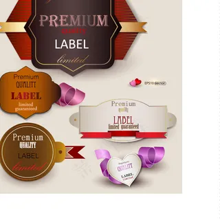 问候彩带与标签矢量素材