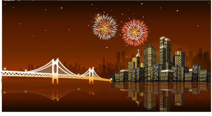 城市夜景图片ai矢量模版下载