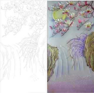 艺术玻璃雕刻图玻璃玄关