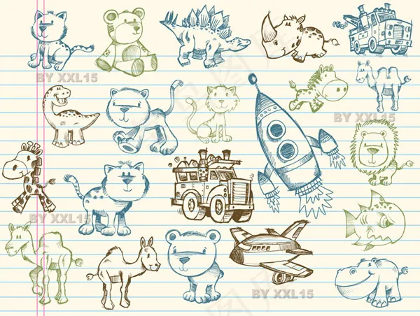 可爱涂鸦图案矢量素材eps,ai矢量模版下载