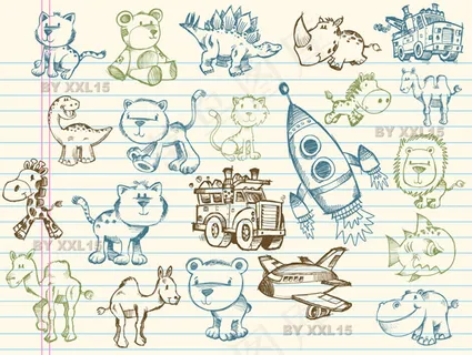 可爱涂鸦图案矢量素材