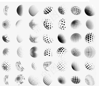 高清晰球状半调图案背景笔刷