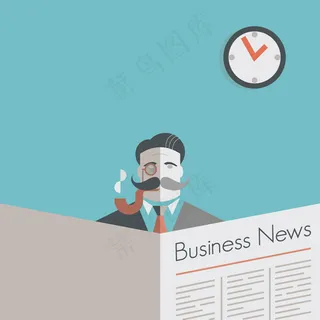 创意读报男士插画矢量素材