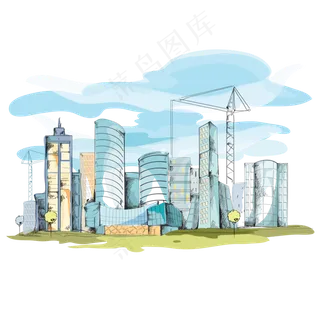 手绘世界名胜古迹古建筑免抠png素...