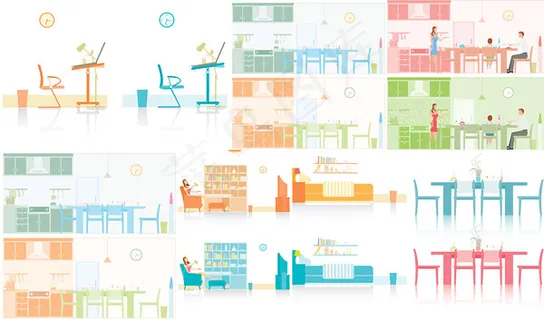 7个简单的家居生活插画矢量素材