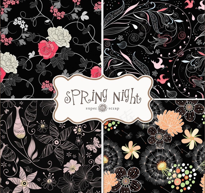 手绘花纹墙纸布纹图片