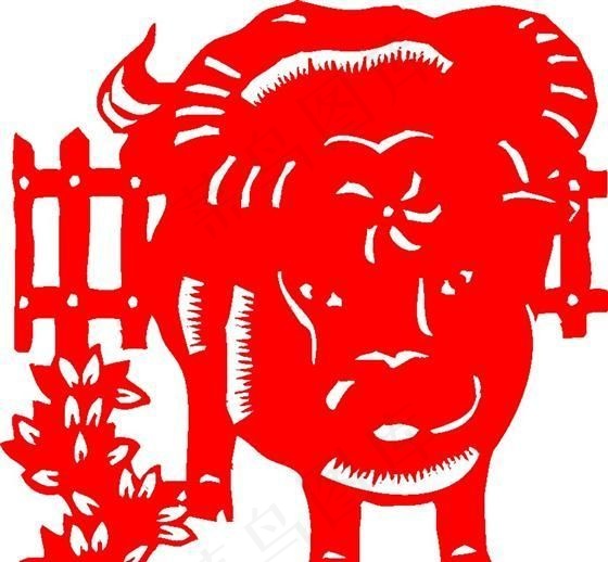 2009年牛年新春吉祥剪纸 牛 民...ai矢量模版下载