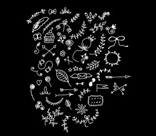 矢量手绘爱心花纹心形箭头