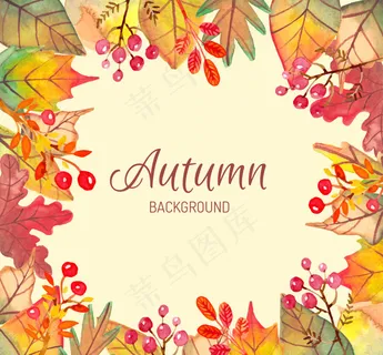 装饰水彩树叶背景