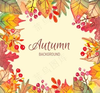 装饰水彩树叶背景