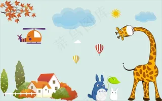 卡通动物儿童房