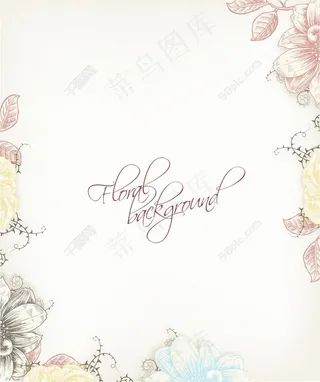 春天开花的花卉背景矢量插画