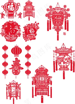 元宵春节灯笼矢量图