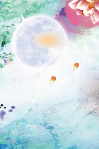 中国风中秋节花好圆海报背景