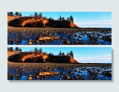 海边沙滩山峰美丽景色图片