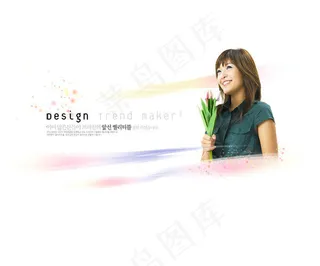 韩国动感美女炫彩背景psd素材26