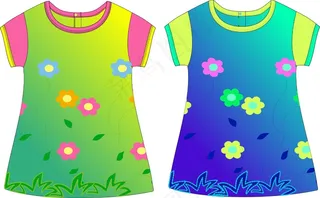 女童短袖可爱裙子矢量素材免费下载