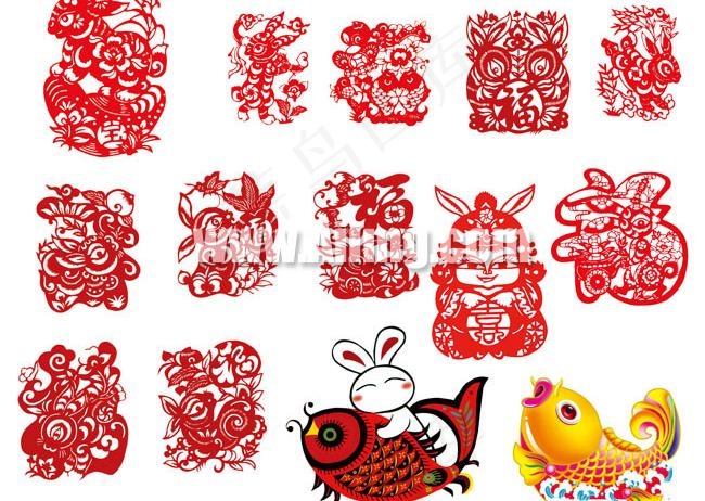 中国传统2011兔年剪纸PSD素材