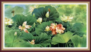 荷花装饰画PSD素材