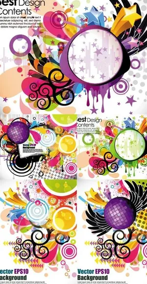 彩色装饰图案背景矢量素材