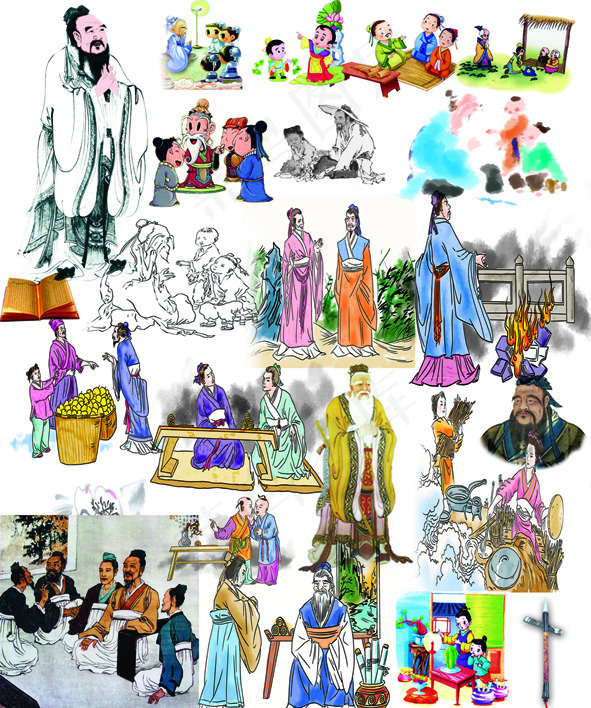 弟子规 论语 人物插图(2953X3543(DPI:300))psd模版下载