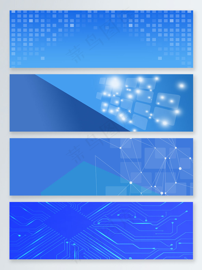 卡通蓝色电子科技商务背景图