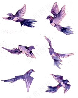七夕节水彩手绘喜鹊元素