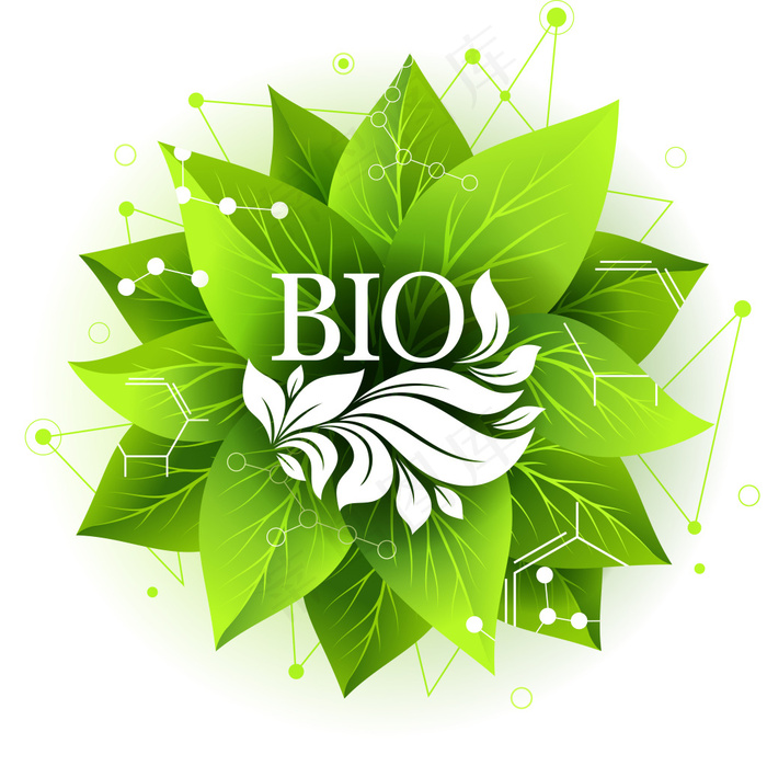 绿色树叶生物海报矢量素材ai矢量模版下载