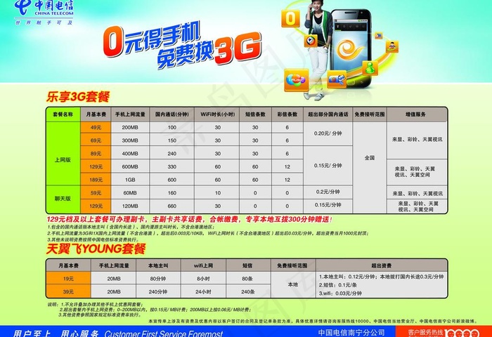 电信乐享3g图片psd模版下载
