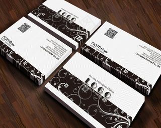 黑色花纹通用商业服务个性二维码名片