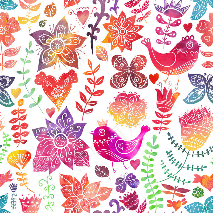 花鸟拷贝 广场一侧水彩肌理