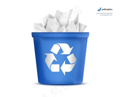 循环回收蓝色垃圾桶