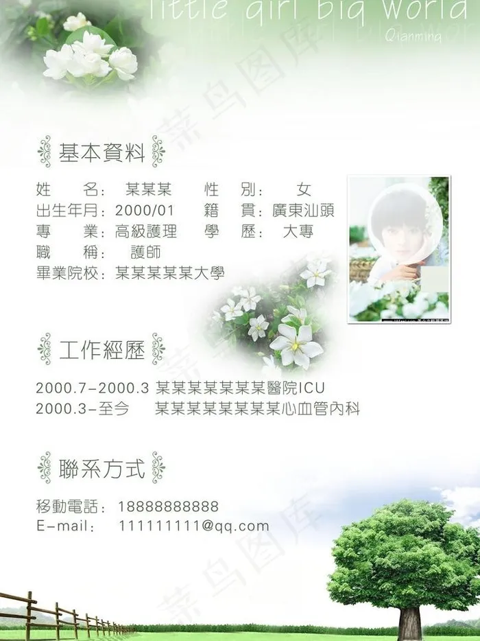 个人简历图片psd模版下载