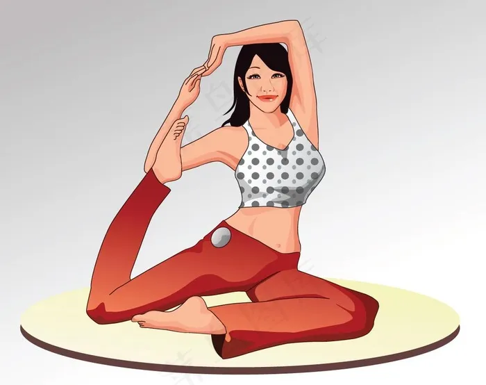 卡通瑜伽人物图片ai矢量模版下载