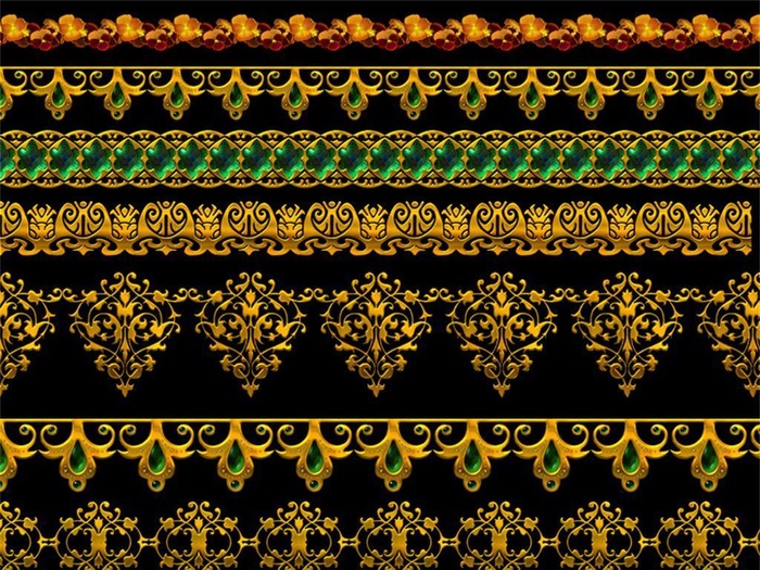 金色花纹边框条纹高清素材PSD素材