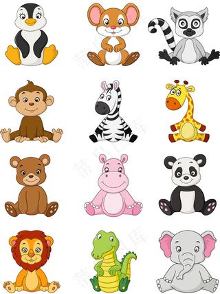 坐着的一群动物图片1