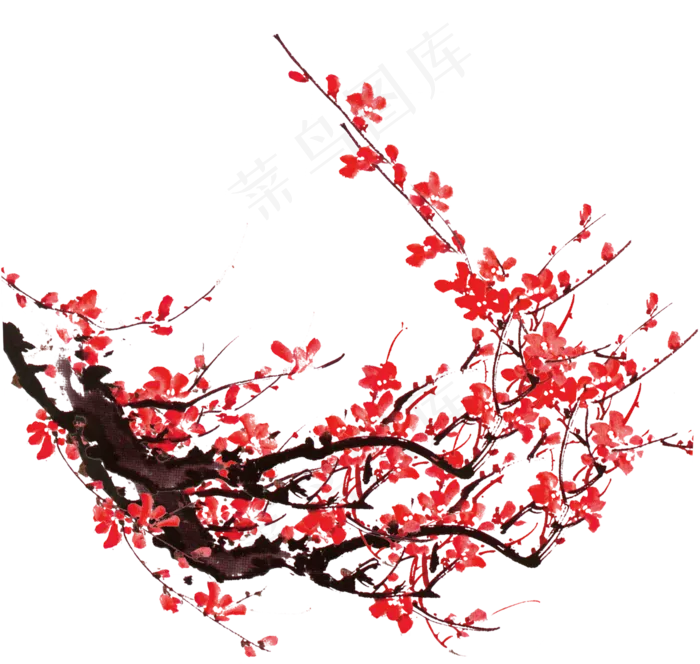 中国风梅花免扣png透明素材(1764X1674)