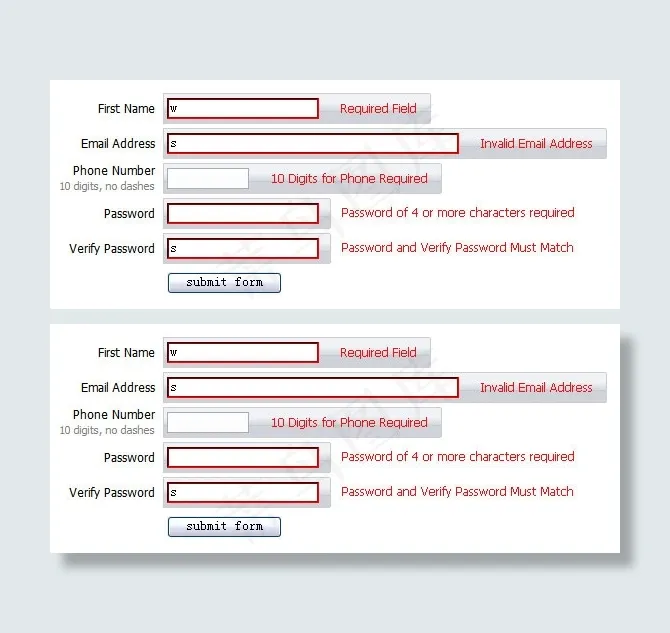 js验证表单提示效果（css jq...