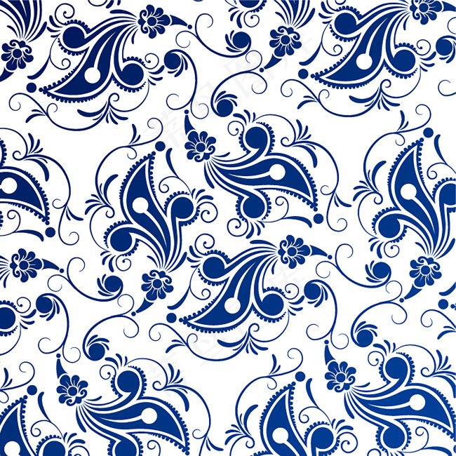 小清新连续花卉纹样图案